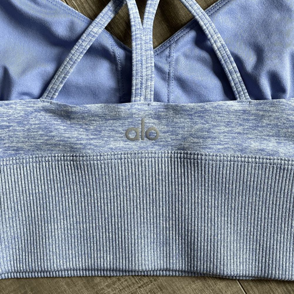 Alo Yoga Alosoft Lavish Bra Periwinkle Heather Size XS - Picture 6 of 7